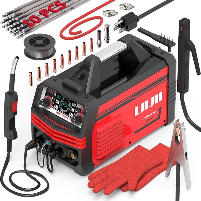 Aluminum MIG Welder with Pulse, 150A 110/220V Dual Voltage Welding Machine, 5 in 1 Aluminum MIG/Gas MIG/Gasless Flux Core MIG/Lift TIG/Stick Multiprocess Welder Machine, IGBT Inverter Welder