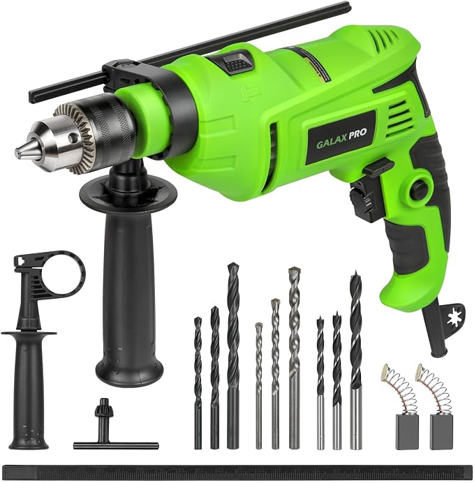 GALAX PRO 7Amp 850W 2-in-1 Hammer Drill, 0-3000 RPM, 13 mm Metal Chuck | 360° Adjustable Auxiliary Handle, Comes with 13 Accessories, Suitable for Concrete, Metal, and Wood