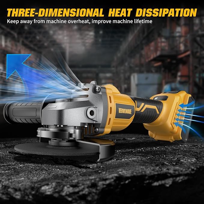 Angle Grinder 4-1/2" Cordless Compatible with DEWALT 20V Max Battery, Brushless Grinder Tool, 6 Variable Speed for Cutting Grinding Polishing (Tool Only)