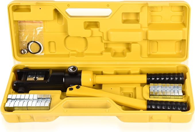 14T Hydraulic Crimping Tool 6AWG-500MCM Cable Crimping Tool 0.87 inch Stroke Hydraulic Lug Crimper Electrical Terminal Crimper with 10 Pairs of Die Sets, YQK-240