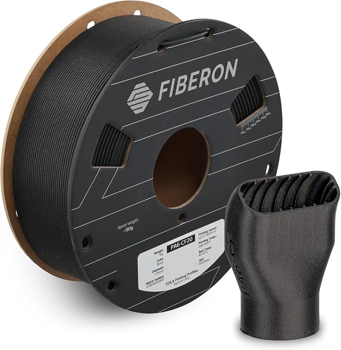 Polymaker Fiberon PA6-CF20 Carbon Fiber Nylon Filament 1.75mm Black 1kg, Fiberon PA6-CF20 Nylon Warp Free 1.75mm 3D Printing Filament
