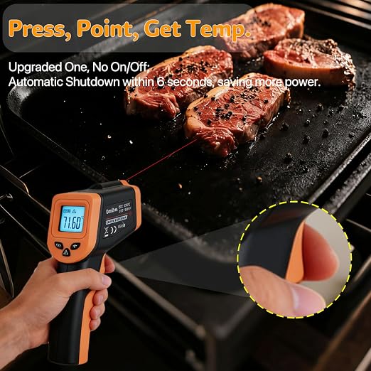 Pizza Oven Thermometer -58℉-1022℉, Digital Heat Gun Thermometer for KettlePizza/Gozney/Bertello/Artisan, Non-Contact Thermal Temperature Gun for Pizza Dough Bread, Large Font, Backlit Screen, BBQ Gift