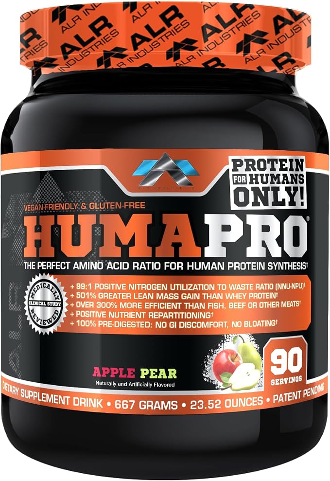 ALR Industries HumaPro Essential Amino Acid Formula | EAA Protein Supplement | Supports Muscle Recovery & Performance | Vegan, Gluten Free | | 90 Servings (Apple Pear)