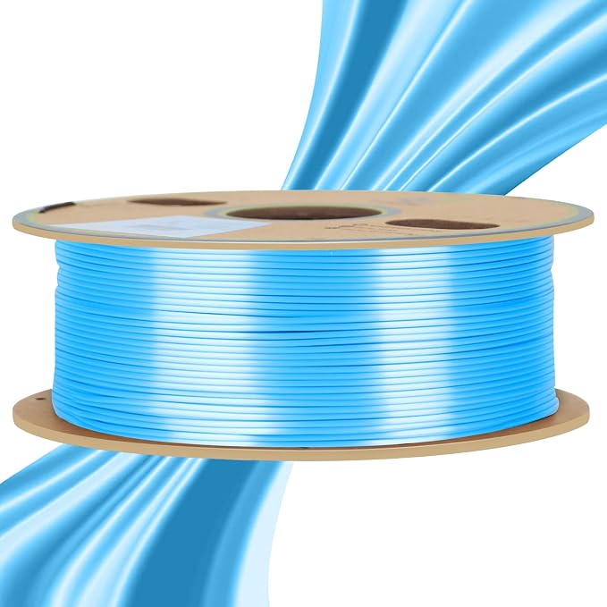 YOUSU Silk Blue PLA 3D Printer Filament 1.75 mm 1KG 2.2 LBS Spool 3D Printing Material Shine Silky Shiny Metallic Metal PLA Filament.