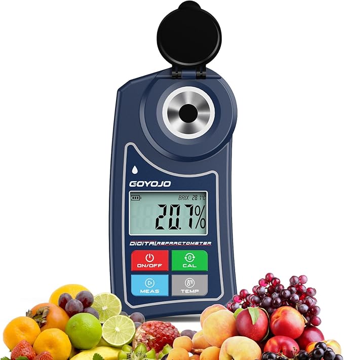 Digital Brix Refractometer GOYOJO Brix Meter Lab Refractometer ±0.5 Brix/1℃ Accuracy, 0-55% Range with ATC for Fruits Juices, Beer, Wine, Coffee &Mor Liquid Sugar Content Test