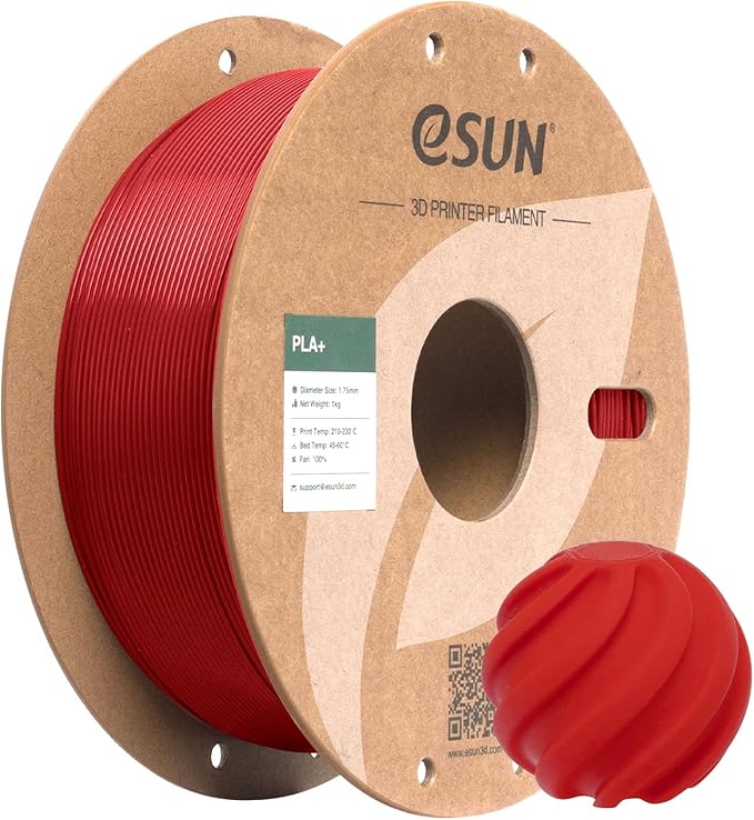 eSUN PLA+ Filament 1.75mm, 3D Printer Filament PLA Plus, Dimensional Accuracy +/- 0.03mm, 1KG Spool (2.2 LBS) 3D Printing Filament for 3D Printers, Fire Engine Red