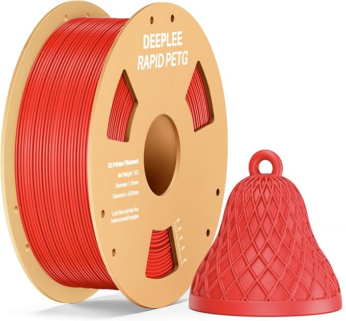 Rapid PETG Filament 1.75mm, High Speed PETG 3D Printer Filament Up to 600 mm/s, Dimensional Accuracy +/- 0.02 mm, Fits for Most FDM 3D Printers, 1kg Red