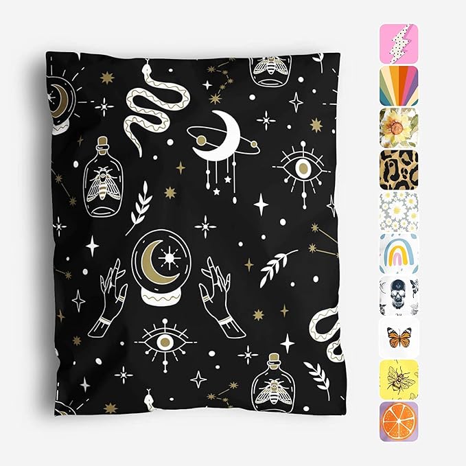 Package Mint Poly Mailers 14x19 100 Pack | Waterproof & Tear Resistant Mailing Envelopes | Small Business Supplies | Shipping Bags for Clothes | Cute Small Business Bags - Celestial Magic