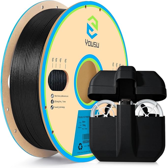 YOUSU Carbon Fiber Polypropylene 3D Printer Filament, PP-CF Filament 1.75mm, No Warping & Moisture Free 3D Printer Filament for 3D Printer, Black,700g.
