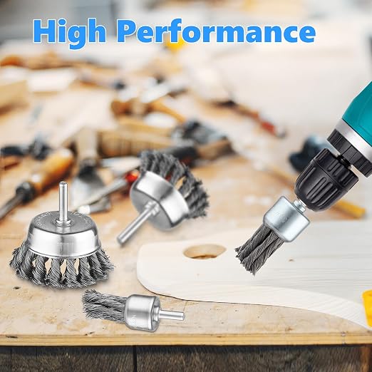 Rocaris 16 Pcs Twist Knot Wire Wheel Brush for Drill, Wire Cup Brush Set | Crimped Cup Wire Wheels Brush Set for Drill with 1/4-Inch Shank for Rust Removal, Corrosion and Scrub Surfaces