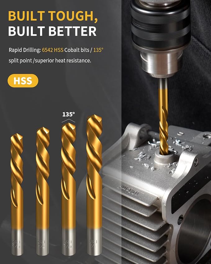 Bolt Extractor Kit, 67 Pieces Easy Out Screw Extractor Set with 6542 HSS Left-Hand Drill Bits, Bolt & Lug Nut Removal Tool for Broken Stripped, Frozen, Rusted, Rounded-Off Fasteners