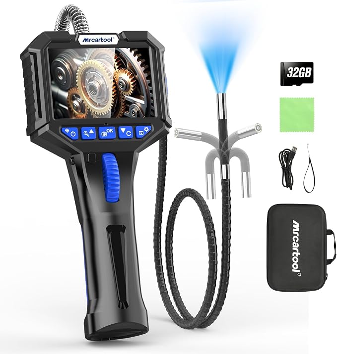 Inspection Camera with 6 Light, Two-Way 210° Articulating Borescope with 6.25mm Lens Snake Camera for Mechanic Inspections