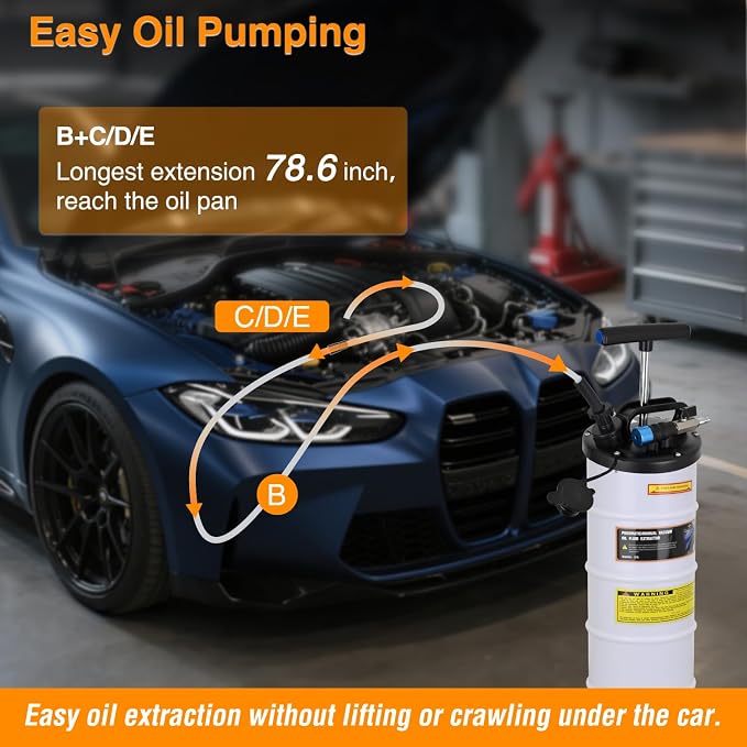 GOOACC Oil Extractor Pump 6.5L Pneumatic Manual Fluid Extractor Pump for Oil Change Tool Kit with Dipstick and Suction Hose Oil Vacuum Pump Extractor for Automotive Boats Motorcycles Fluids Transfer
