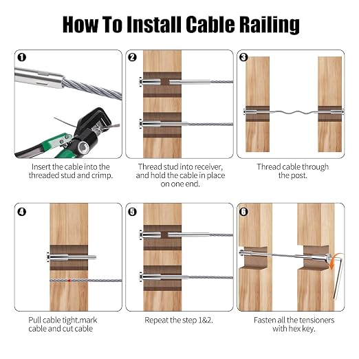 50 Pairs Invisible Cable Railing Kit，1/8" Stainless Steel Cable Railing Hardware with Invisible Receivers and Swage Stud End for Cable Railing - Easy Installation for Decks, Marine, and Interior Use