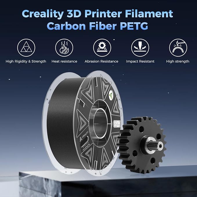 Creality Official PETG Carbon Fiber Filament 1.75mm, PETG-CF 3D Printer Filament, 300mm/s High Speed Hyper PETG-CF, Excellent Mechanical Properties, Fits for All 3D Printers, 1 KG 1 Spool Coffee