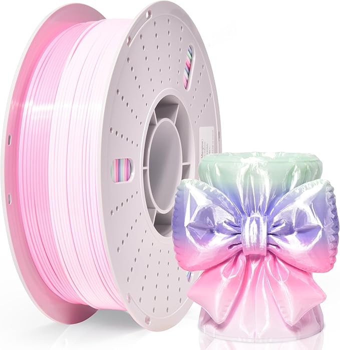 PINBALL Silk Rainbow PLA 3D Printer Filament 1.75mm Shiny Multi-Color Changing Filament 3D Printing PLA Filament Dimensional Accuracy +/- 0.02mm 1 KG Silk Rainbow Afterglow