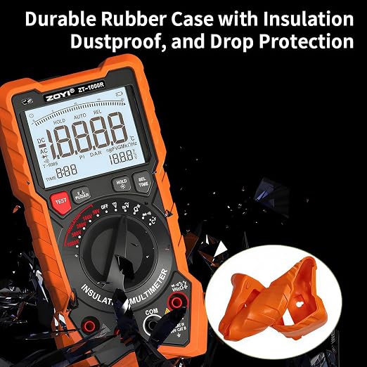 ZOYI ZT-1000R 2 in 1 Megohmmeter Multimeter, Max 1000V with DAR & PI, Insulation Resistance up to 20GΩ, 19999 Counts, AC/DC Diodes Ohm, TRMS, Auto-Ranging, Frequency and Temperature