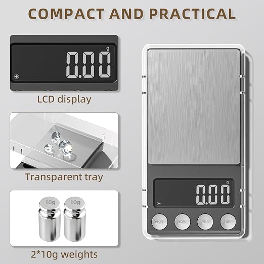 SKEAP Digital Coin Scale, Gram Scale 0.01g Accuracy for Coin Collectors, Bank Tellers and Home Use, Ideal Scale for Gold and Jewelry, 200g Capacity with Calibration Weight