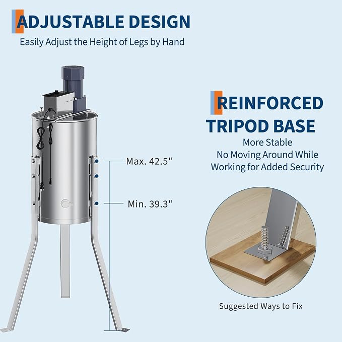 2-4 Frame Honey Extractor Spinner, Electric Beekeeping Centrifuge