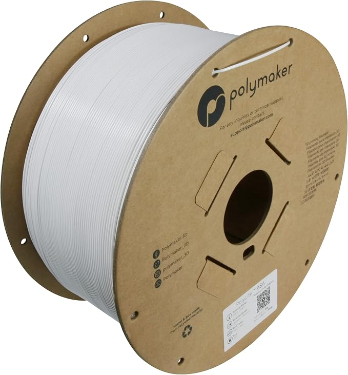 Polymaker ASA Filament 1.75mm White, 3kg ASA 3D Printing Filament, Heat & Weather Resistant - ASA 3D Printer Filament Perfect for Printing Outdoor Functional Parts