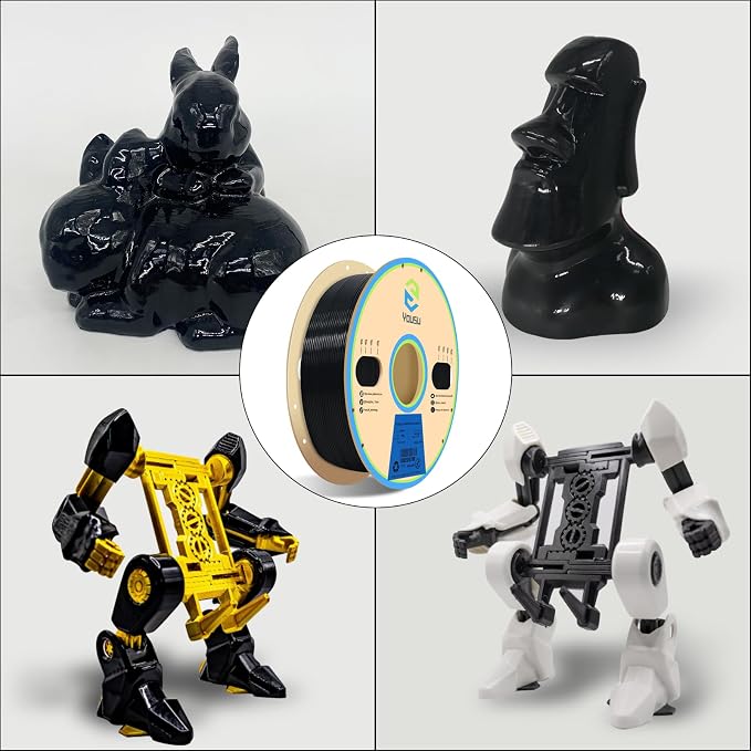 YOUSU Black PVB Filament 1.75 mm for 3D Printer & 3D Pen 1 kg (2.2 lbs), Print As Easy as PLA Filament, can be Polished with Alcohol to get Smooth Surface.