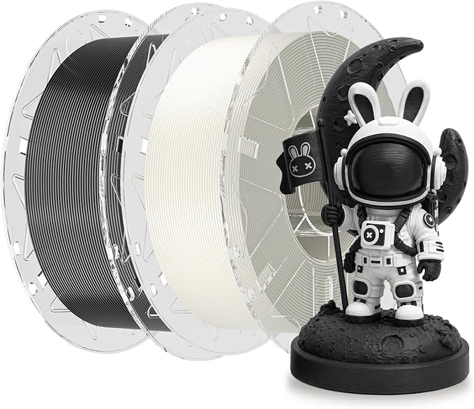 Creality 3D Printer RFID Filament Bundle, Hyper PLA Filament 1.75mm for 3D Printing, Hyper PLA RFID Filament No-Tangling High Precision, 1KG(2.2 lbs) Spool (Black+White)