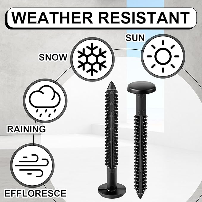Blulu 120 Pcs 3 Inch Vinyl Shutter Fastener Window Panel Peg Lok Pin Pegs Screws Shutter Spikes Anchor (Black)