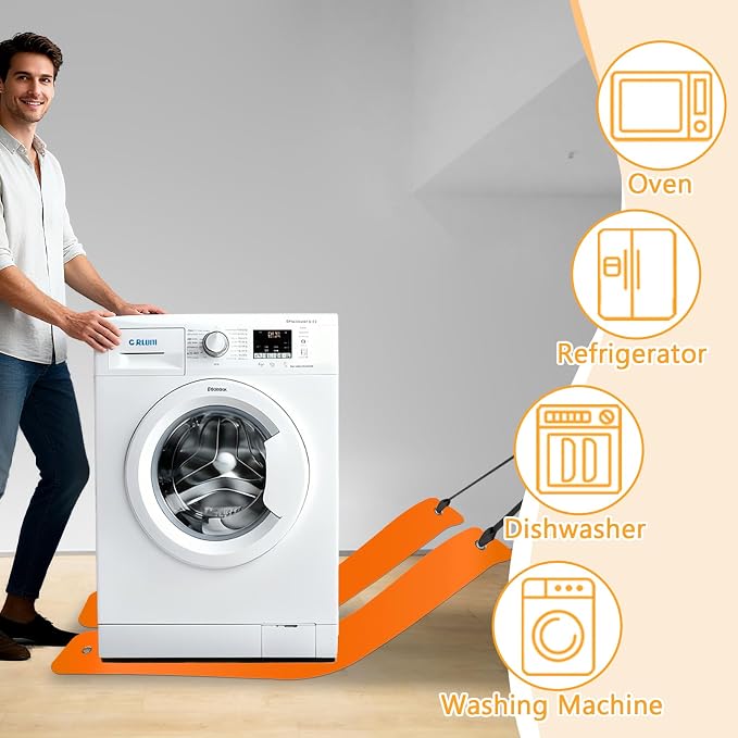 2Pcs Large Appliance Slider with Pull Strap,Pull Furniture Slides,Moving Furniture Gliders Heavy Duty Sliding Sheet for Moving Heavy Furniture,Cabinets,Safes on Carpet and Hardwood Floor (10''×36'')