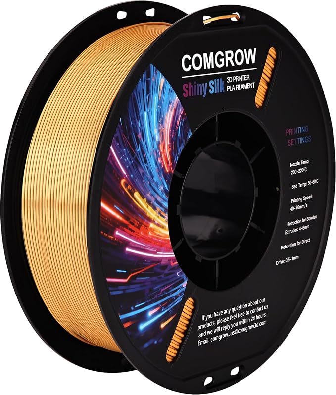 Comgrow Silk PLA 3D Printer Filament, Dual Color 2 in 1 Golden and Blue, 3D Printing PLA Filament 1.75mm, Dimensional Accuracy +/- 0.02 mm, 1KG Spool, Coextrusion Shiny Silk 3D Filament