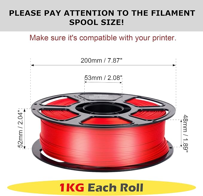 Silk PLA Filament Bundle 4kg, Shiny 3D Printer Filament 1.75mm Pack, Accuracy +/- 0.02mm, Neatly Wound, Smooth Silky 3D Printing Filament Kit, 4 Spools 1KG Each, Gold+Silver+Black+Red