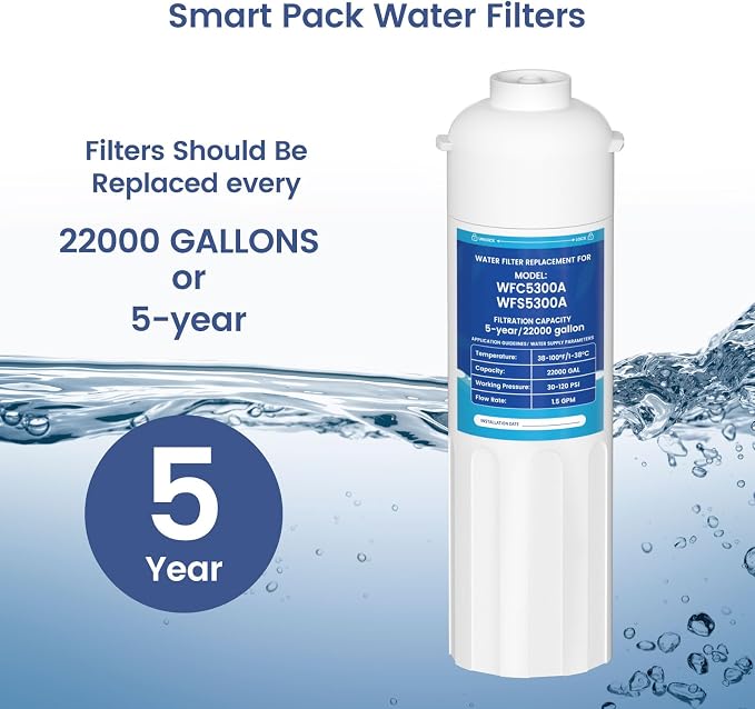WFC5300A Water Filter Replacement Compatible with ICEPURE and PUREPLUS WFS5300A Water Filtration System, 3 Years or 22000 Gallons Ultra High Life1 Pack