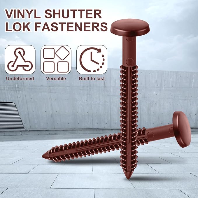 Blulu 18 Pcs 3 Inch Vinyl Shutter Fastener Window Panel Peg Lok Pin Pegs Screws Shutter Spikes Anchor (Burgundy Red)
