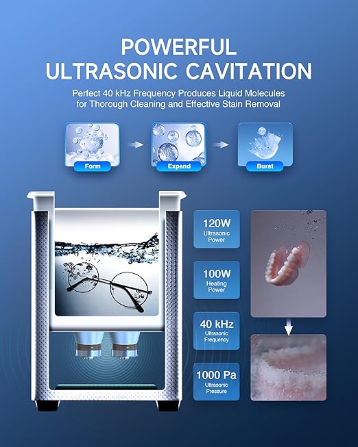CREWORKS Professional 3L Ultrasonic Cleaner Machine & 17 fl oz Jewelry Cleaner Solution 1:40 Dilution