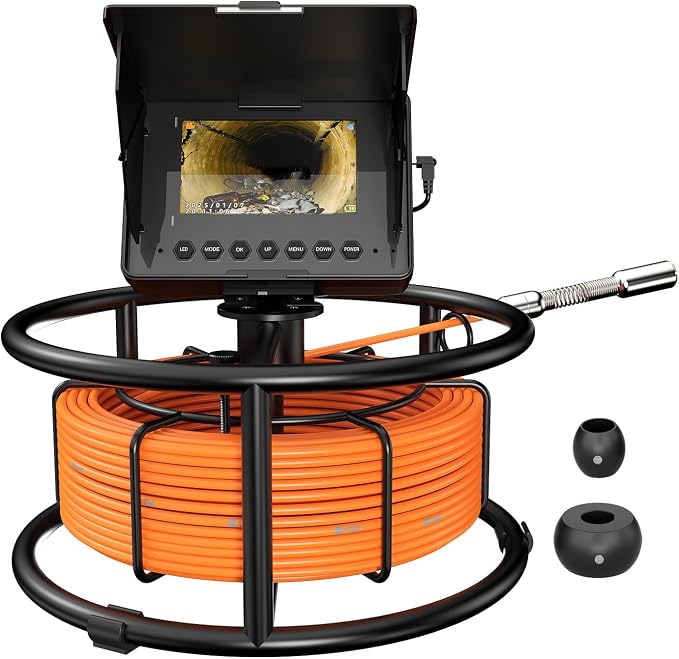 Sewer Camera 100 FT, 4.3" HD Screen, 18mm Industrial Endoscope with DVR Function, 32GB Card, Portable Drain Camera with 8500mAh Battery,Ideal for Plumbers and Homeowners