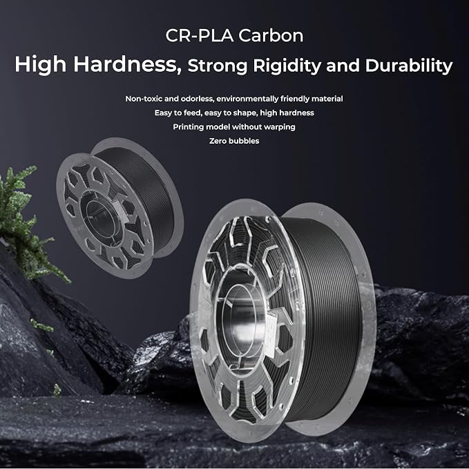 Creality PLA Filament 1.75mm Carbon-Black, 3D Printer Filament 1kg (2.2lbs) Spool, High Toughness & Warp-Free, Dimensional Precision ±0.03mm, Printing Filament for All FDM 3D Printers