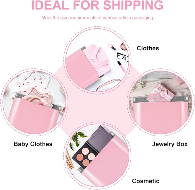 Metronic Light Pink Poly Mailers 10x13 100 Pack, Self Seal Shipping Bags | Strong adhesive waterproof tear-resistant mailing envelopes, packaging bags for clothing, boutiques, small business.