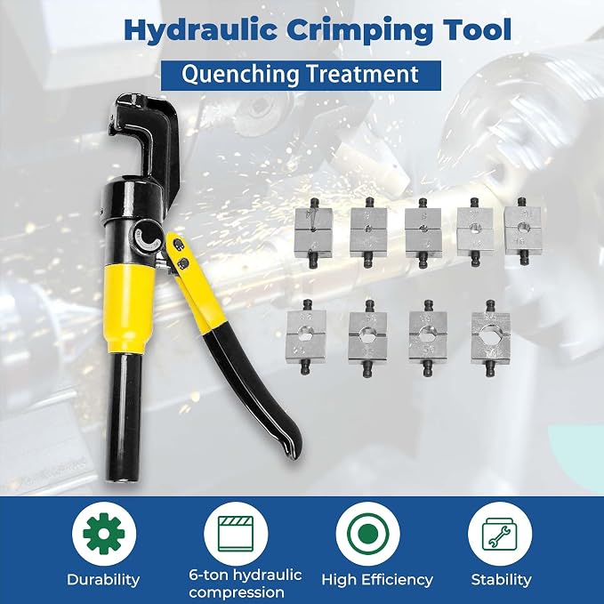 6 Ton Hydraulic Wire Cable Lug Terminal Crimper Crimping Tool 9 Dies