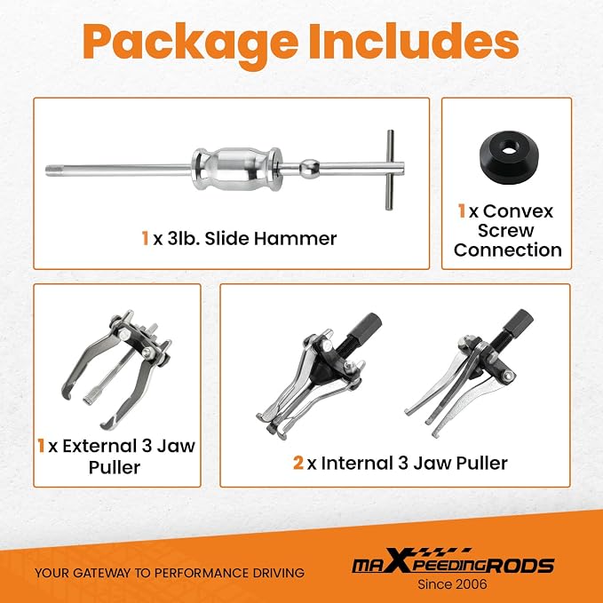 maXpeedingrods 3 Jaw Gear Bearing Slide Hammer Puller Set, 5PCS Universal Internal & External Gear Pulley Puller Set for Pulling Out Gear Bearings