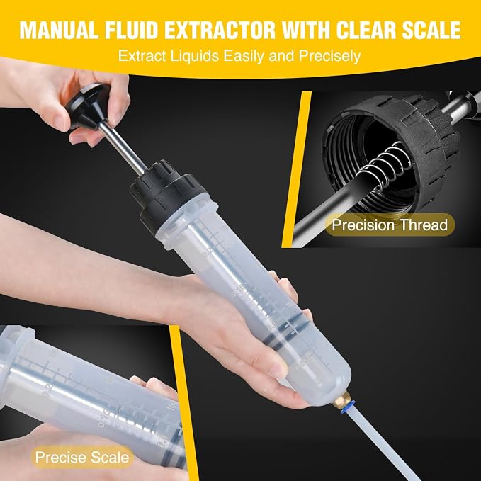 GOOACC Oil Extractor Pump Automotive, Fluid Extractor with Hose Oil Change Syringe Vacuum Pump Extractor, 200CC Manual Brake Fluid Extractor for Car Engine Oil Transfer Suction Extraction Fill 0.21QT