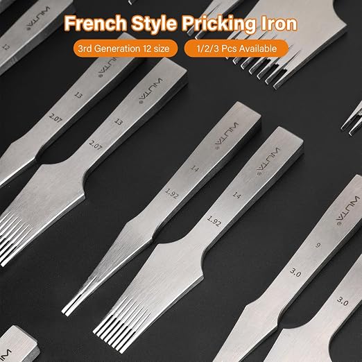 WUTA Leather Chisel All-Polished Die-Steel Puncher French Style Pricking Iron Sharp Leather Punching Tool Kits