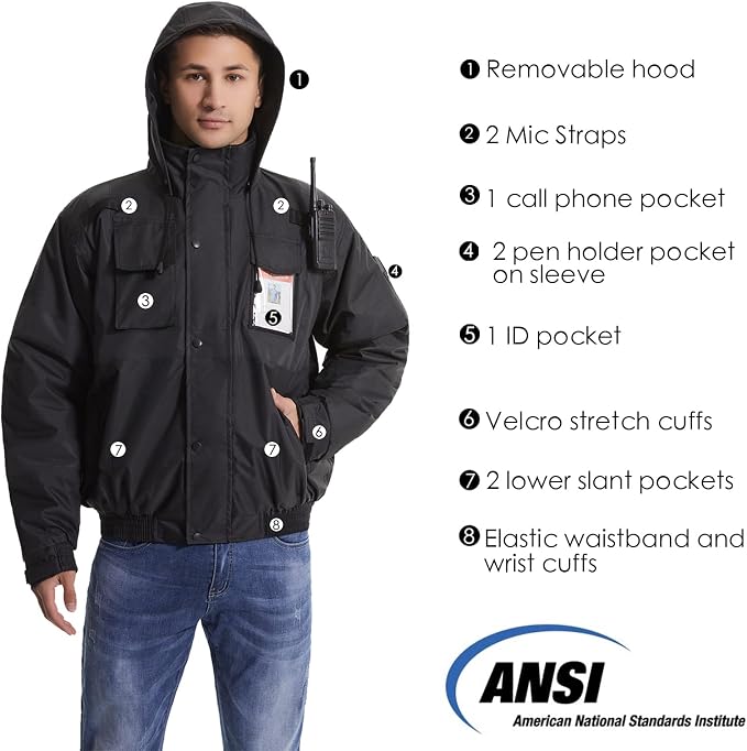 SKSAFETY High Visibility Reflective Jackets for Men, Waterproof Safety Jacket for Men with Pockets, Black Work Construction Coats for Winter Cold Weather,3XL, 1 Pack