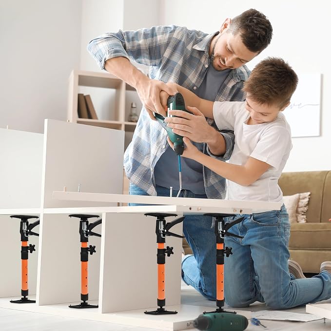 Adjustable Support Pole - Cabinet Jack, Drywall Lift, 16.2-31.9 Inch Adjustable Height, Supports up to 154lbs, 3rd Hand System for Ceiling, Cargo Bars, Cabinet Installation (16.2"-31.9" 2PC)