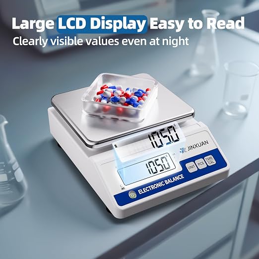 Lab Scale Gram Scale 0.01g Accuracy 1000 Gram Digital Scale Scientific Analytical Balance Scale Precision Scale for Jewelry Diamond Gold Chemistry Powder Kitchen, With 200g Weights Backlit LCD