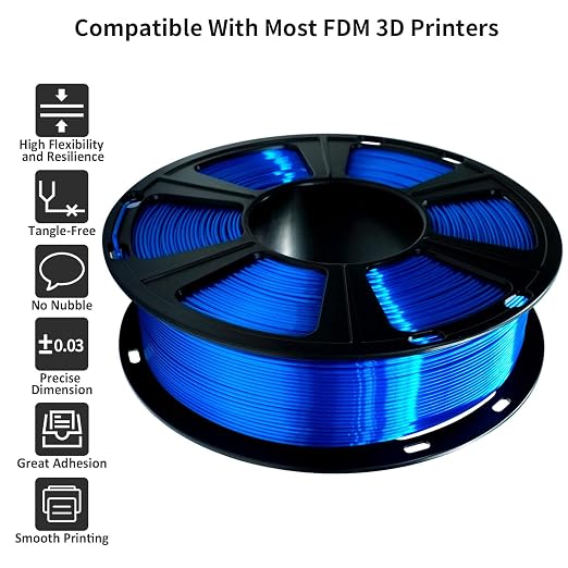 GIANTARM 3D Printer Filament, Silk Royal Blue Pla Filament, 1Kg(2.2lbs) Spool, 1.75mm Dimension Accuracy +/- 0.03mm, 3D Printing Filament