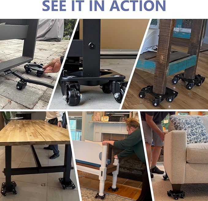 KEDSUM Furniture Dolly Groove Design, Heavy Duty Furniture Movers with Wheels, Carbon Steel Panel Heavy Duty Dolly, Furniture Lifter with 360° Rotatable Universal Wheels, Max. Load 2000LBS