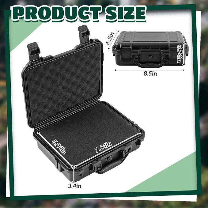 Relaxweex 1 Pcs Waterproof Hard Case with DIY Customizable Foam Insert Portable Protective Case with Knife for Camera Drones Equipments Tools Test Instruments(Black,8.5 x 6.5 x 3.7 Inch)