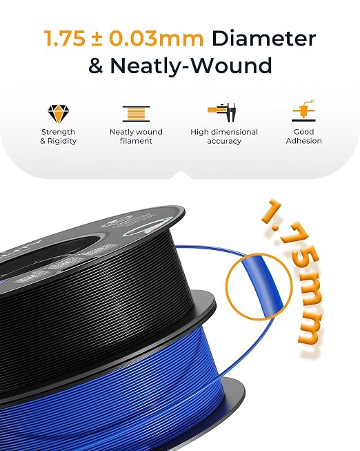 Official CREALITY PETG 3D Printer Filament 1.75mm 1KG (2.2lbs), High Precision Strong Toughness, Odorless Better Flow Moistureproof 3D Printing Ender Filament (Blue)