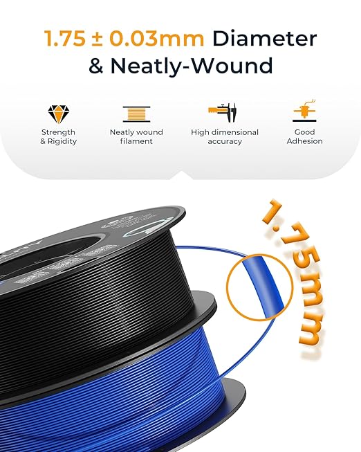 Official Creality PETG 3D Printer Filament 1.75mm 1KG (2.2lbs), High Precision, Strong Toughness, Odorless, Better Flow, Moistureproof 3D Printing CR PETG Filament, Grey