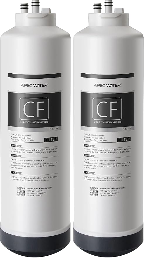 APEC 1st Stage Sediment and Carbon RO Replacement Filters for ROTL-600 Tankless RO System (Pack of 2)