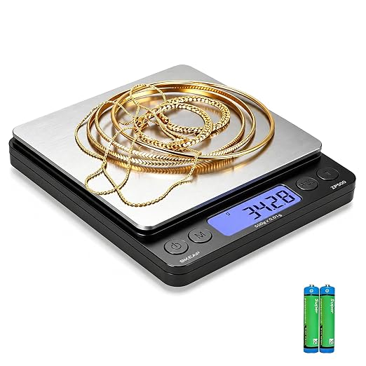 SKEAP Digital Jewelry Scale – 500g x 0.01g Precision Gold Scale for Jewelers & Collectors, Digital Coin Scale with Backlit LCD, Tare Function– Ideal for Gemstones, Bullion & Coins.